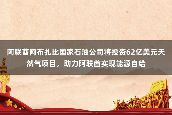阿联酋阿布扎比国家石油公司将投资62亿美元天然气项目，助力阿联酋实现能源自给